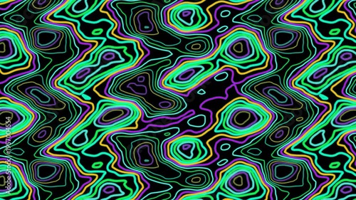 Abstract Neon Contour Lines Flowing Seamless Loop Motion Background