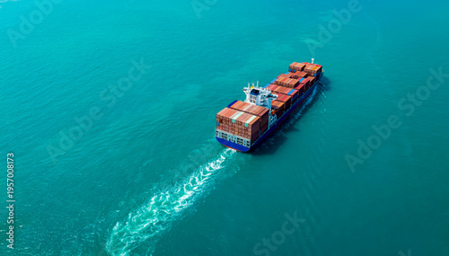 Ship of Business Logistics Cargo concept and the map global partner connection of Container Cargo freight ship for Import Export ,which The logistic and transportation of International scene