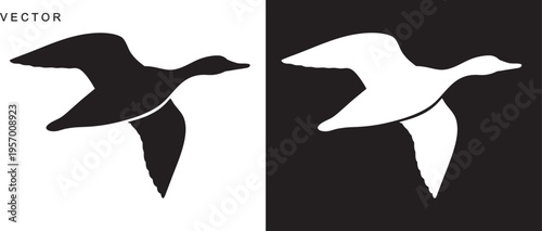 Canadian goose bird flying silhouette vector illustration on a white background