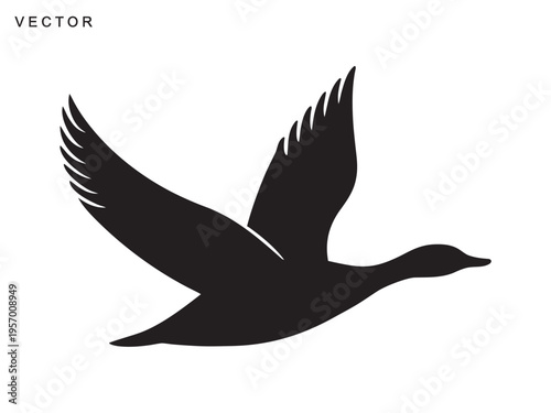 Canadian goose bird flying silhouette vector illustration on a white background