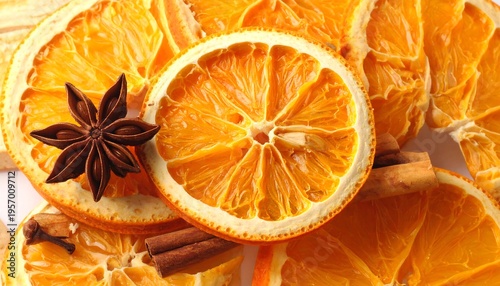 Dried Orange Slices with Star Anise and Cinnamon Sticks.