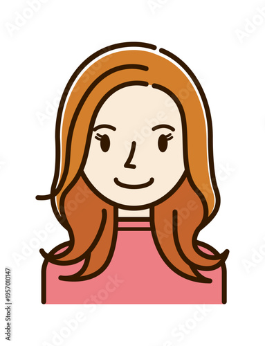 ベクターイラスト素材：笑顔の若い女性アイコン