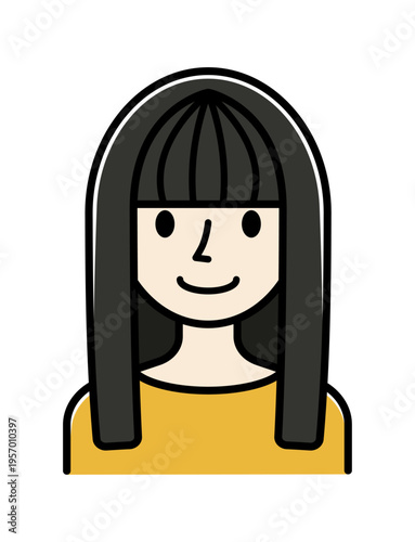 ベクターイラスト素材：笑顔の若い女性アイコン