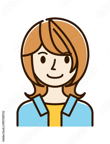 ベクターイラスト素材：笑顔の若い女性アイコン