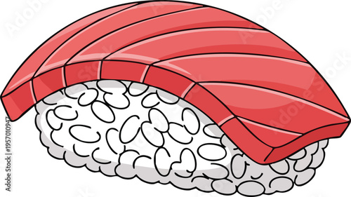 Delicious Tuna Nigiri Sushi with White Rice and Red Topping.
