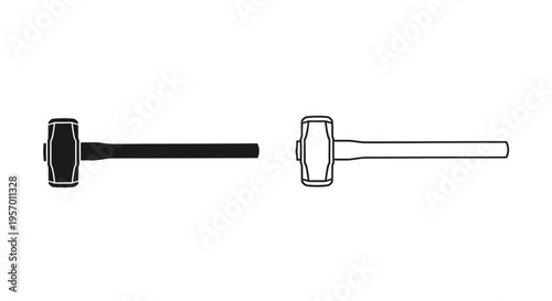 Two mallet tools displayed side by side in black and white silhouette