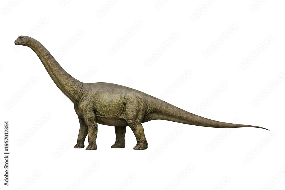 Fototapeta premium 3D rendered sauropod dinosaur with long neck and tail isolated on transparent background