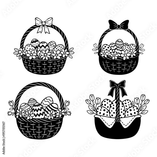 Easter Basket with Spring Flowers