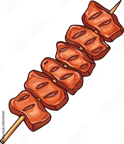 Delicious grilled meat skewer ready to be enjoyed.