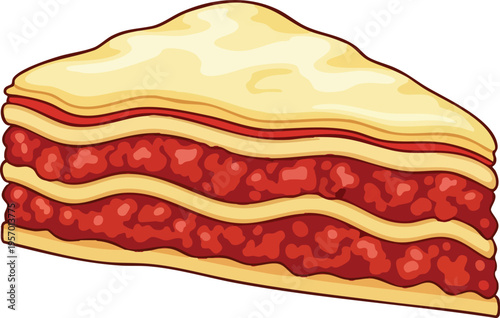 Delicious Slice of Lasagna with Layers of Pasta and Meat Sauce.