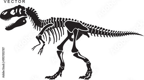 T rex dinosaur skeleton vector design, dragon, dino negative space silhouette on a white background