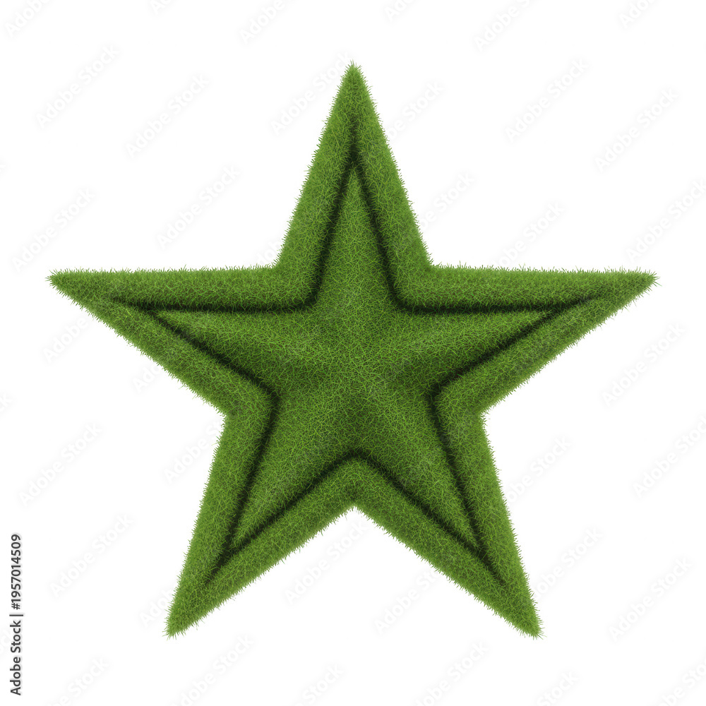 Obraz premium A green star made of grass isolated on transparent background