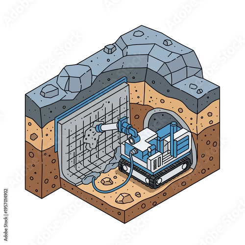 Tunnel Boring Machine Constructing Underground Infrastructure.