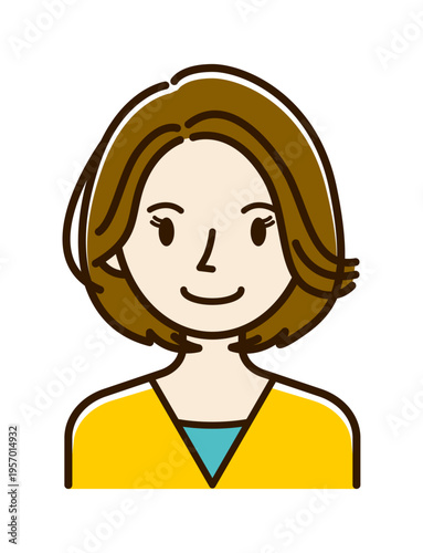 ベクターイラスト素材：笑顔の若い女性アイコン