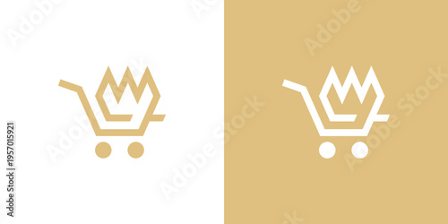 Dual meaning logo combining trolley and king elements, symbolizing premium shopping experience, leadership in retail, quality service, and a brand that rules the modern marketplace