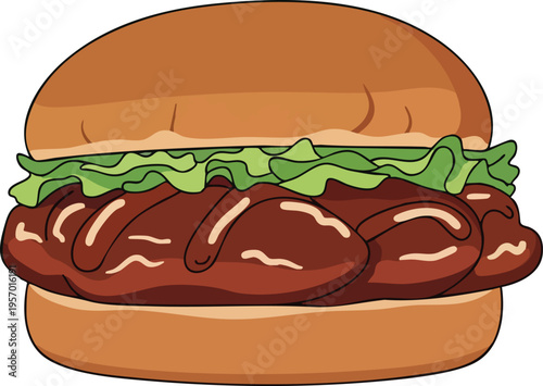 Delicious Barbecue Chicken Sandwich with Lettuce.