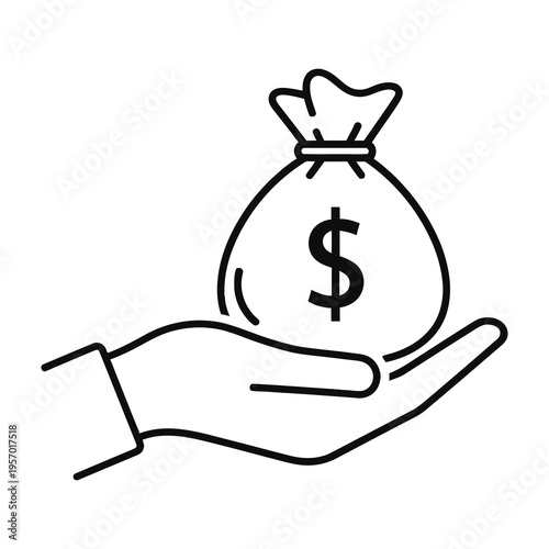 Hand holding money bag with dollar sign