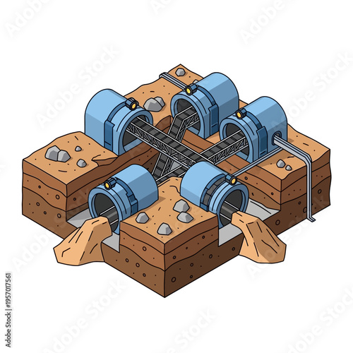 Industrial Mining Machine Extracting Resources from Earth.