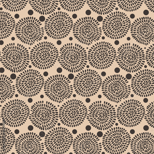 A whimsical pattern with circles and dots. For printing on fabric.