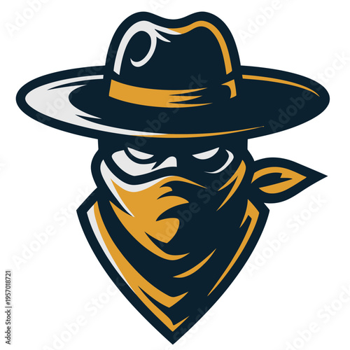 masked outlaw with wide-brimmed hat and bandana