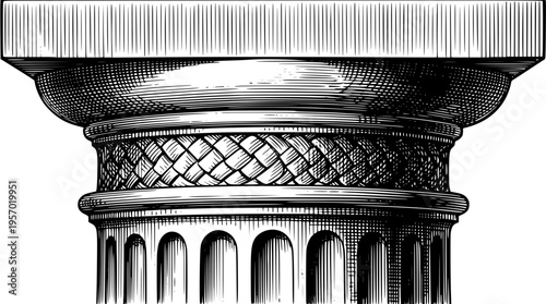 Detailed illustration of a column's capital and shaft design