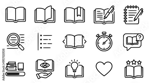 Educational icons for learning and literacy purposes
