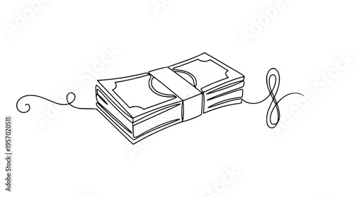 Vector illustration of money bundle with a ribbon