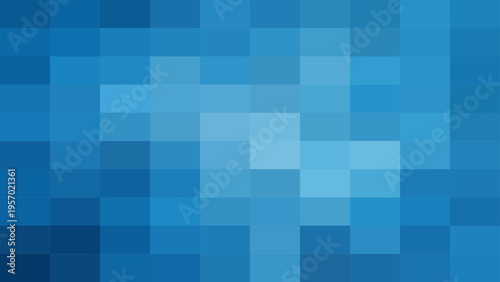 Vector Pixelated mosaic abstraction with shades of oceanic azure and geometric structure in an artful composition