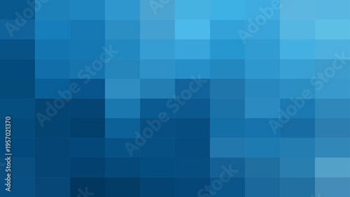Vector Mosaic of cool azure and cerulean hues with pixellated effect forms soothing abstract backdrop .