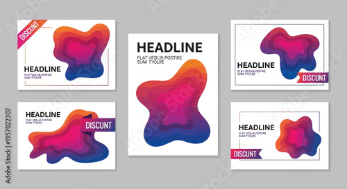 Abstract Liquid Shape Geometric Discount Banner Set on White