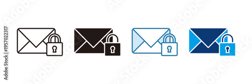 Secure Email Icon Set Multiple Style Collection