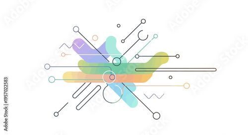Abstract Geometric Design with Connecting Lines and Gradient Shapes