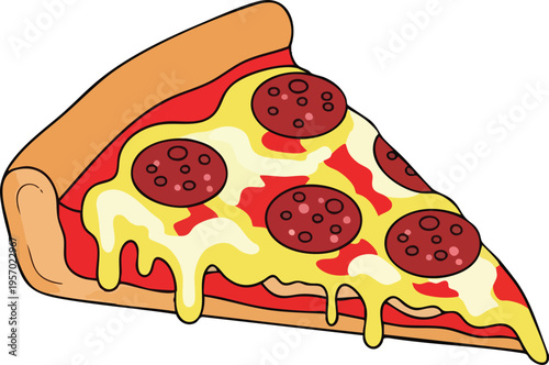 Delicious Slice of Pepperoni Pizza with Melted Cheese 1.