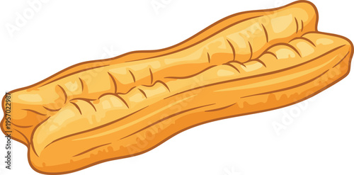 Golden Fried Dough Sticks Isolated on White Background.