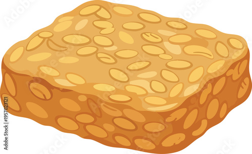 Healthy Tempeh Block Made From Fermented Soybeans.