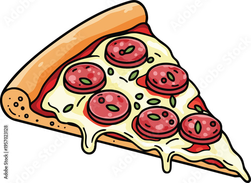 Delicious Slice of Pepperoni Pizza with Melted Cheese.