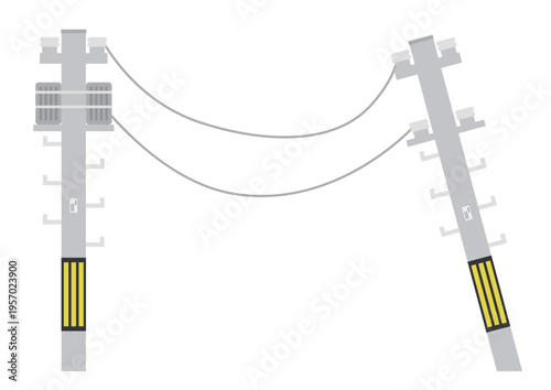 地震や事故などで傾いてしまった電柱のイメージイラスト素材