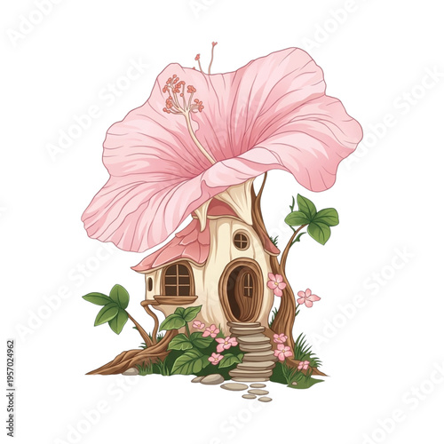 The Hibiscus Hideaway: Focuses on the specific flower species used as the roof.