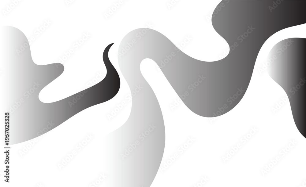 Obraz premium Abstract gray and white gradient wavy shapes