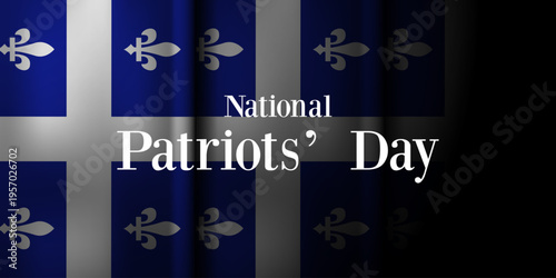 National patriots Day. Quebec flag. Great for posters, banners, social media and more. Dark black background.