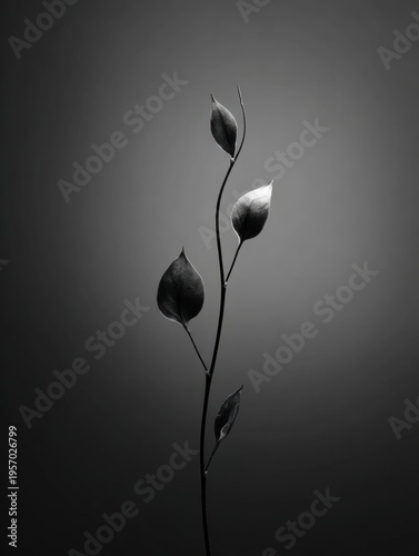 Minimal Plant Stands Alone on Gradient Background With Clean Design, Shot With a 70mm Lens at F3.5 for Clarity and Detail