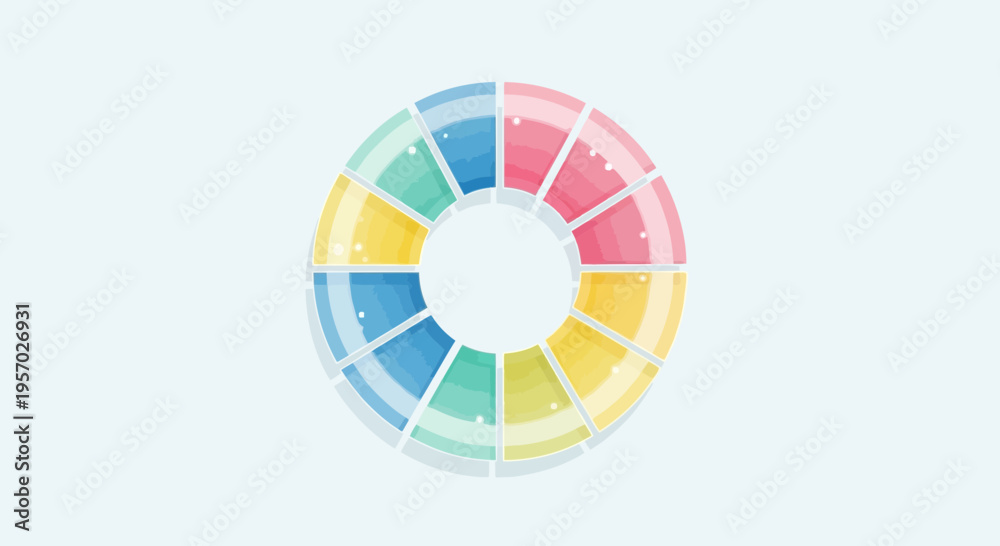 Fototapeta premium Abstract Circular Infographic with Twelve Colorful Segmented Sections