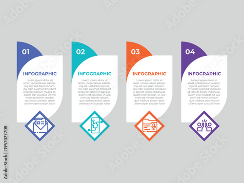 vector illustration infographic design template with 4 steps. Template for process, presentations, layout, banner, brochure.