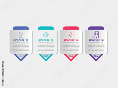 vector illustration infographic design template with 4 steps. Template for process, presentations, layout, banner, brochure.