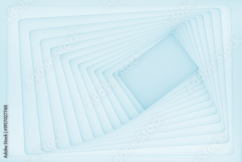 Blue abstract geometric background with perspective illusion in modern style. Hypnotic rectangles forming a surreal void. Ideal for sci-fi covers, virtual reality, contemporary graphic projects.