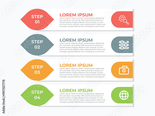 vector illustration infographic design template with 4 steps. Template for process, presentations, layout, banner, brochure.