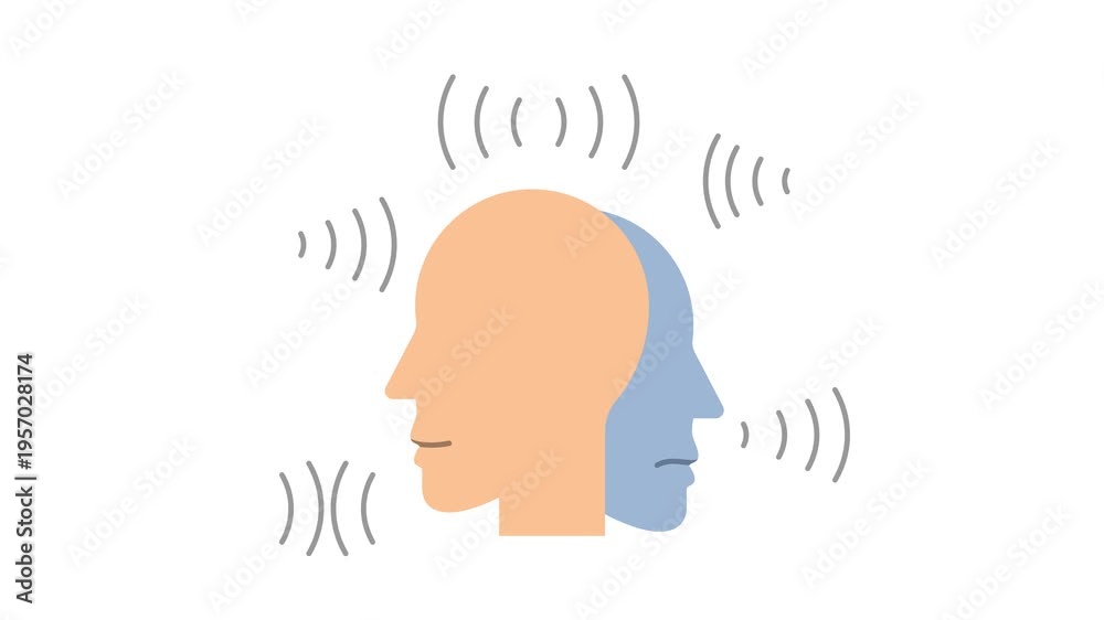 Mental illness hearing voices 2d icon animation. Auditory ...