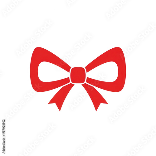 A red bow with a square knot isolated on transparent background