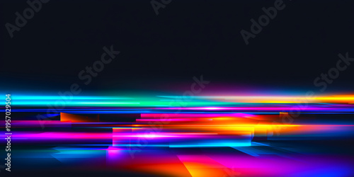 Vibrant Neon Light Streaks Abstract Background