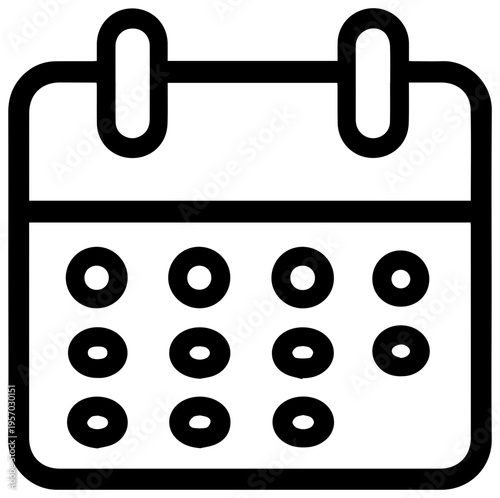 Clean outline icon representing time of use electricity rates symbolizing variable energy costs based on usage schedule and calendar planning for smart grid management and utility